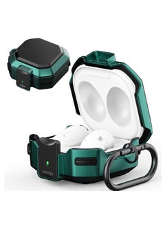 KASTWAVE Armor Case Cover for Samsung Galaxy Buds Pro, Galaxy Buds Live, Galaxy Buds 2 Case Cover with Security Lock, Hard Rugged PC Shockproof Case Cover with Keychain/Straps Green  - Image 1