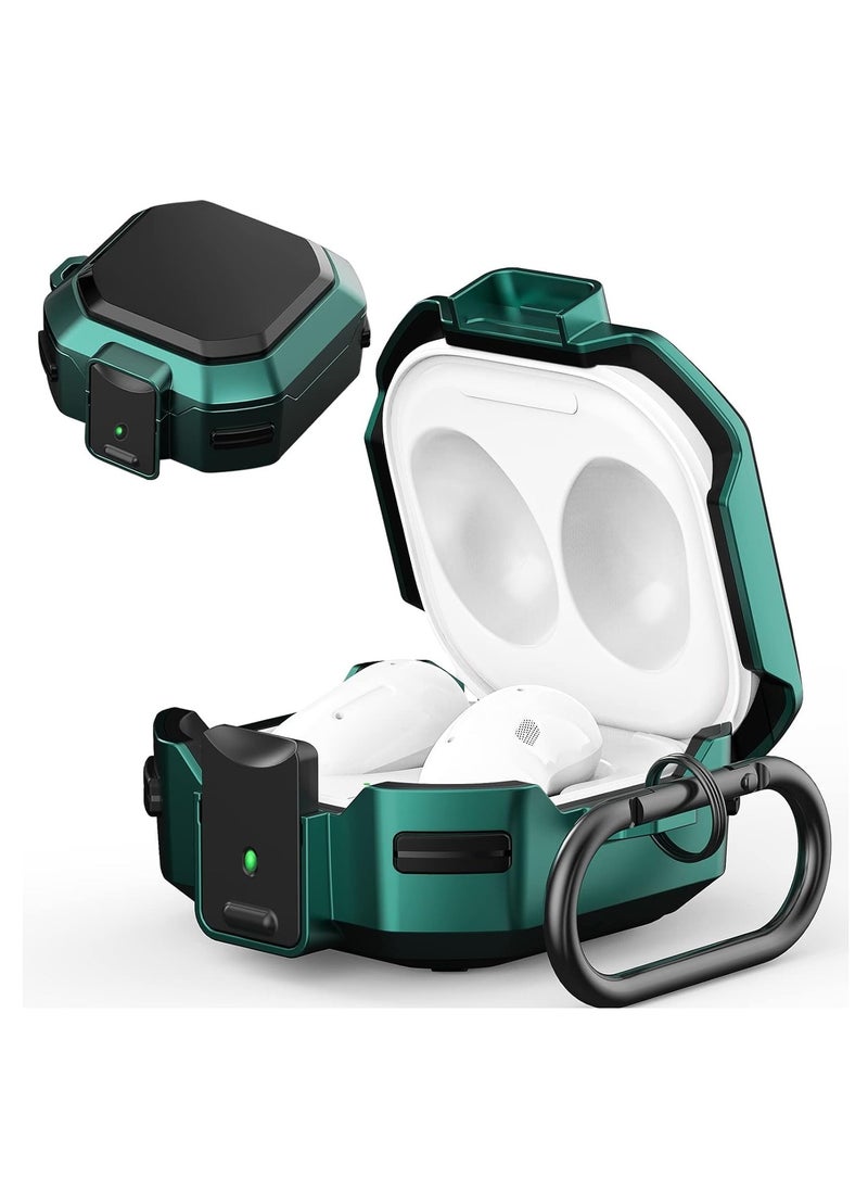 KASTWAVE Armor Case Cover for Samsung Galaxy Buds Pro, Galaxy Buds Live, Galaxy Buds 2 Case Cover with Security Lock, Hard Rugged PC Shockproof Case Cover with Keychain/Straps Green  - Image 1