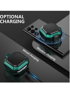 KASTWAVE Armor Case Cover for Samsung Galaxy Buds Pro, Galaxy Buds Live, Galaxy Buds 2 Case Cover with Security Lock, Hard Rugged PC Shockproof Case Cover with Keychain/Straps Green  - Image 3