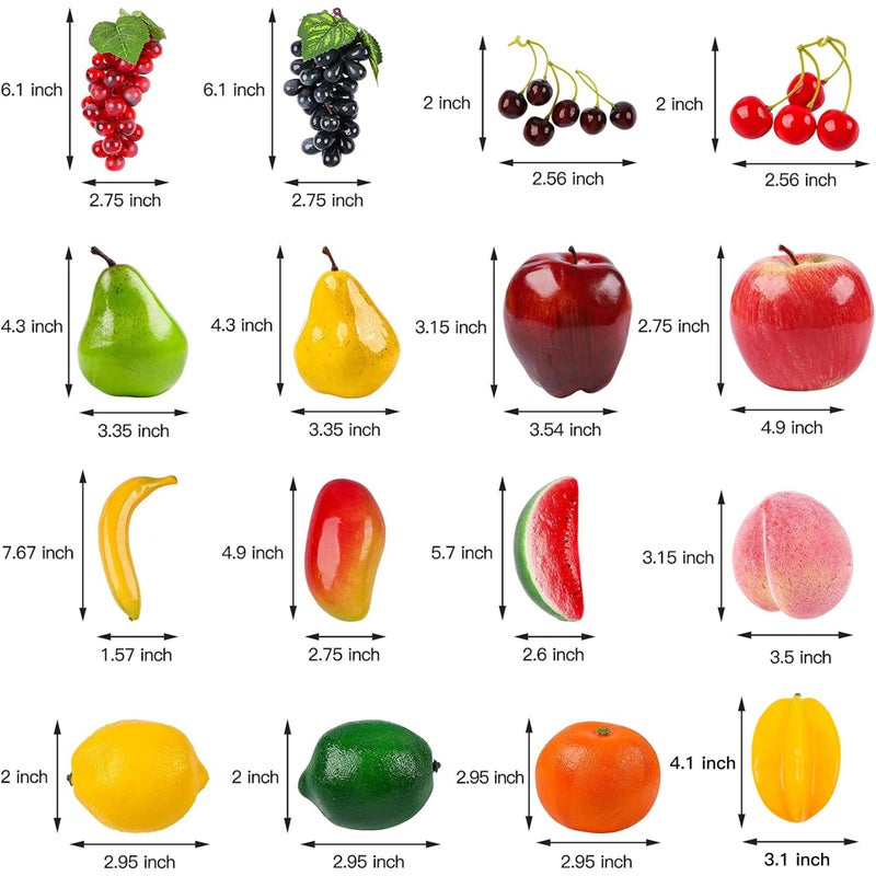 Toopify Toopify 20 Pcs Artificial Fruits Pack  Fake Fruits for Home Decor  Simulation Fruit Set  Party Chirstmas Decortion  - Image 2