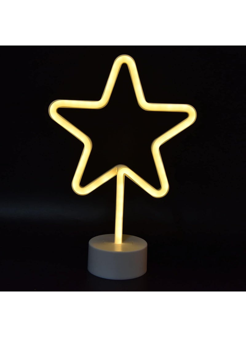 CHRONOS - Chronos Star Neon Signs with Holder Base Table Light Battery & USB Operated for Home, Bedroom, Living Room, Kitchen, Dining Room, Bathroom, Office, Bar, Hotel, Restaurant, Nightclub, Party - Image 1