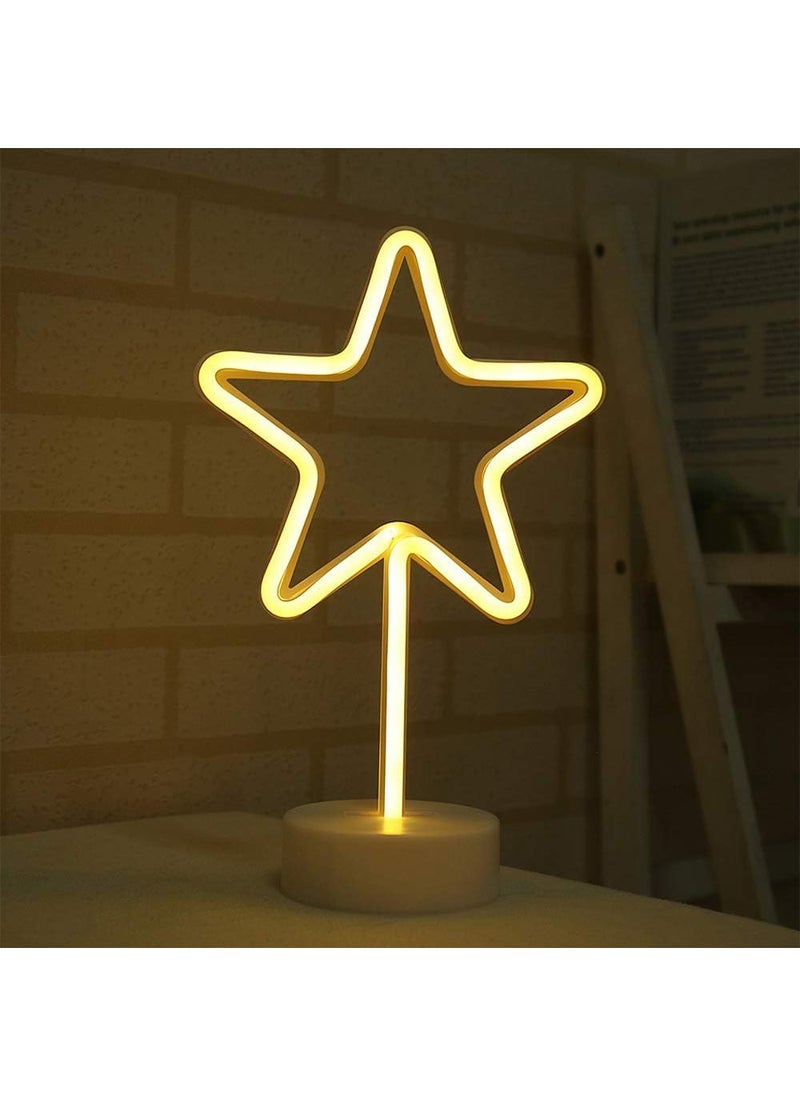CHRONOS - Chronos Star Neon Signs with Holder Base Table Light Battery & USB Operated for Home, Bedroom, Living Room, Kitchen, Dining Room, Bathroom, Office, Bar, Hotel, Restaurant, Nightclub, Party - Image 1