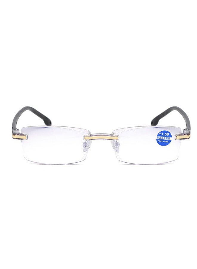 بوما للبصريات نظارات قراءة بدون إطار للرجال والنساء +2.00 تكبير - إطار معدني خفيف الوزن، وعدسات مضادة للضوء الأزرق، وتصميم أنيق بنصف حافة لتخفيف إجهاد العين ورؤية واضحة  - Image 1