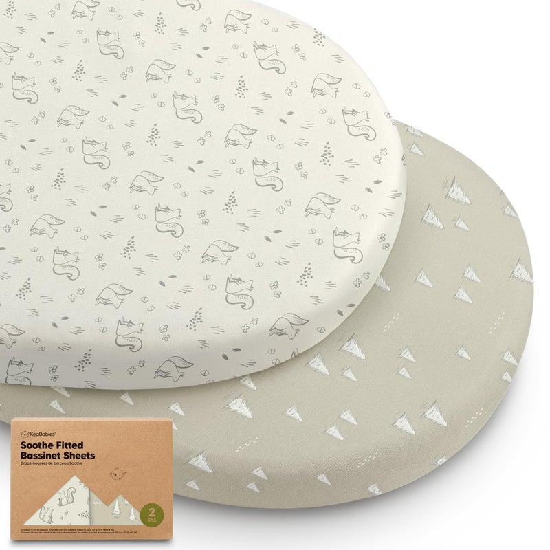 2Pack Organic Bassinet Sheets for Girls Boys 100 Cotton Bassinet Mattress Sheets Compatible with Halo Bassinest Swivel Sleeper Graco Baby Delight Chicco Fitted Bassinet Sheets Pine Grove