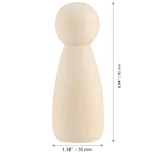 SINJEUN 40 PCS 3-1/2 Inch Wood Peg Dolls, Unfinished Large Wooden Peg Woman Angel Shape Wooden People Decorative Jumbo Peg Dolls Girl Unpainted Wood Figures for Art Crafts Painting - Image 2