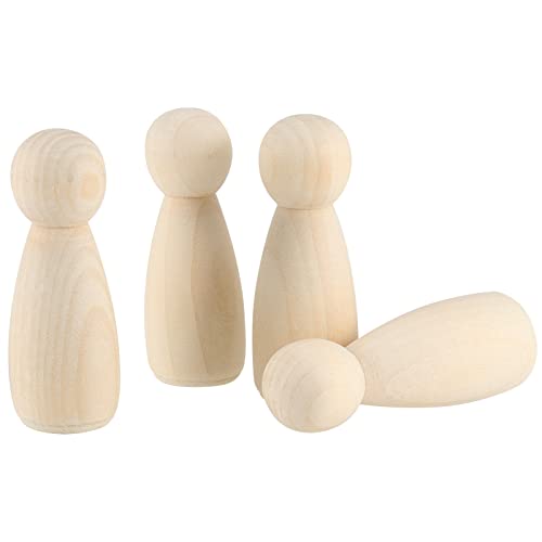 SINJEUN 40 PCS 3-1/2 Inch Wood Peg Dolls, Unfinished Large Wooden Peg Woman Angel Shape Wooden People Decorative Jumbo Peg Dolls Girl Unpainted Wood Figures for Art Crafts Painting - Image 5