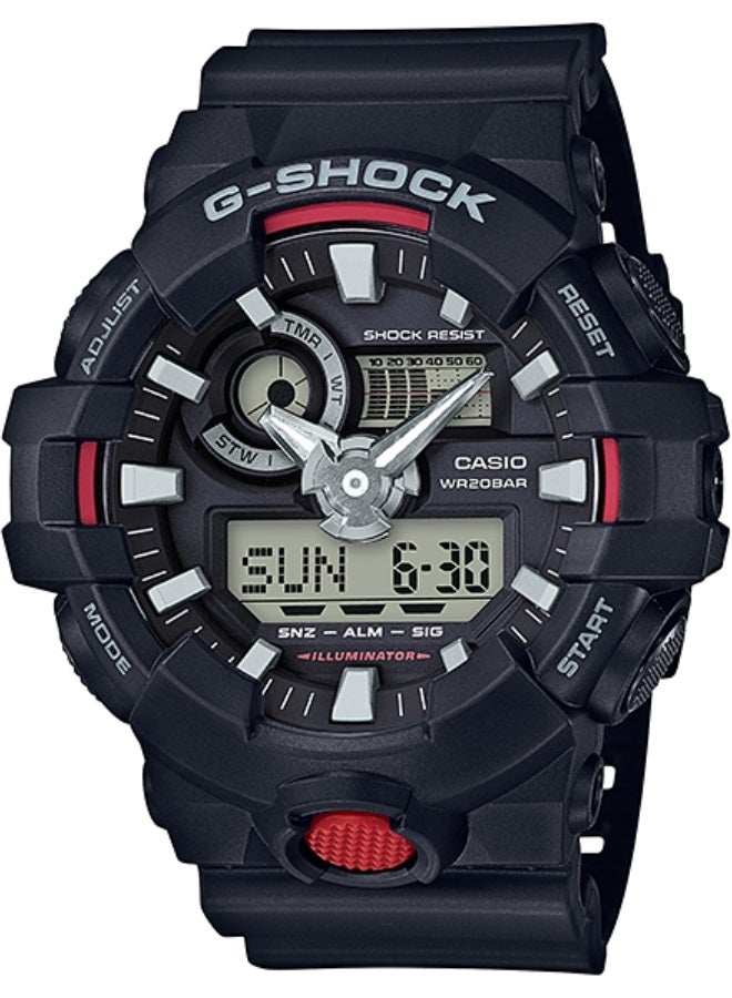 Casio G Shock Watch for Men GA-700-1A Analog Digital Black Resin Strap Alarm Men's Watch - Image 1