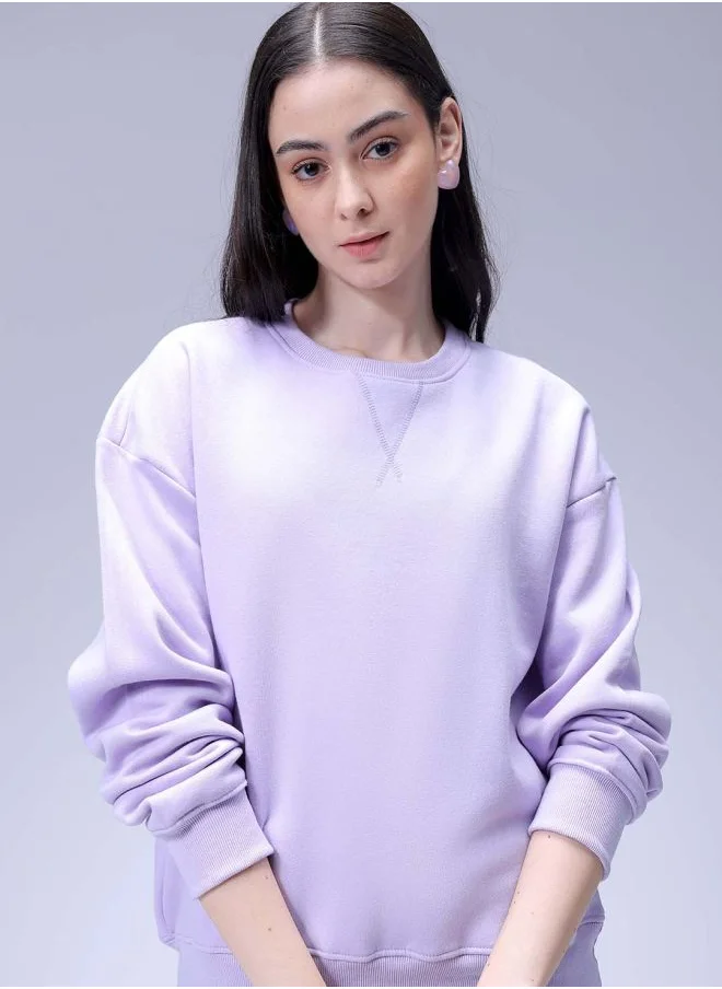 Freehand Women Boxy Fit Solid Oversized Sweatshirt