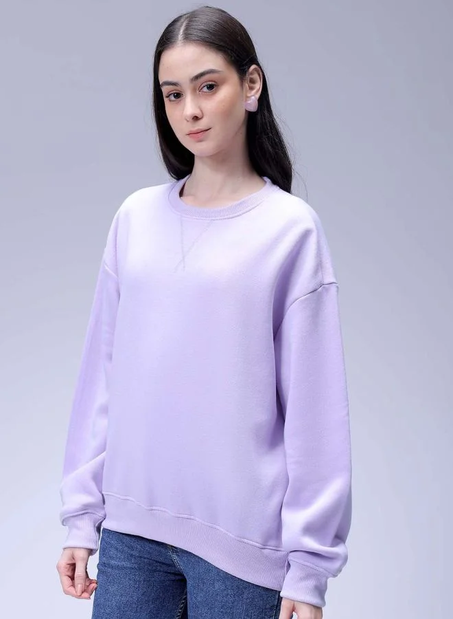 Freehand Women Boxy Fit Solid Oversized Sweatshirt