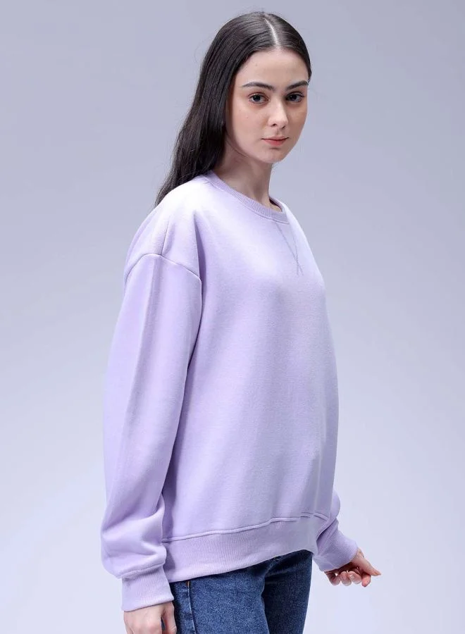 Freehand Women Boxy Fit Solid Oversized Sweatshirt