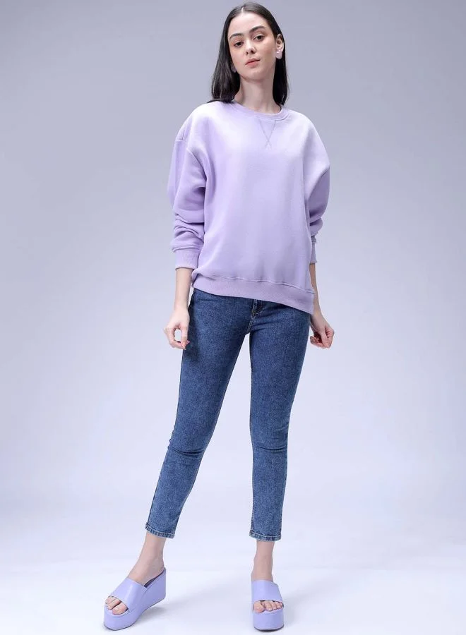 Freehand Women Boxy Fit Solid Oversized Sweatshirt