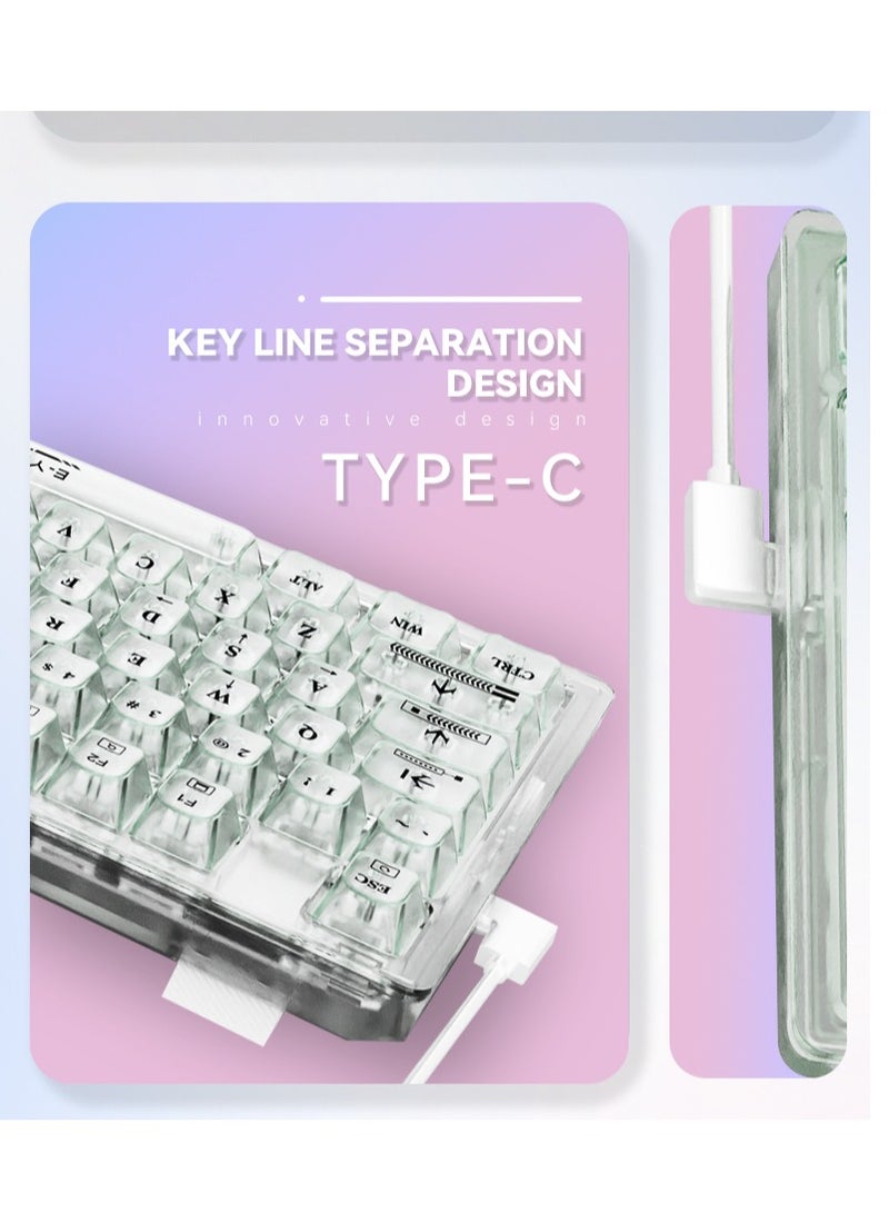 E-YOOSO Z-94 Transparent Gaming Keyboard,94 Keys Red Switch USB Wired Mechanical Keyboard with Transparent PBT Keycaps and RGB Side Light for Office Gaming - Image 4