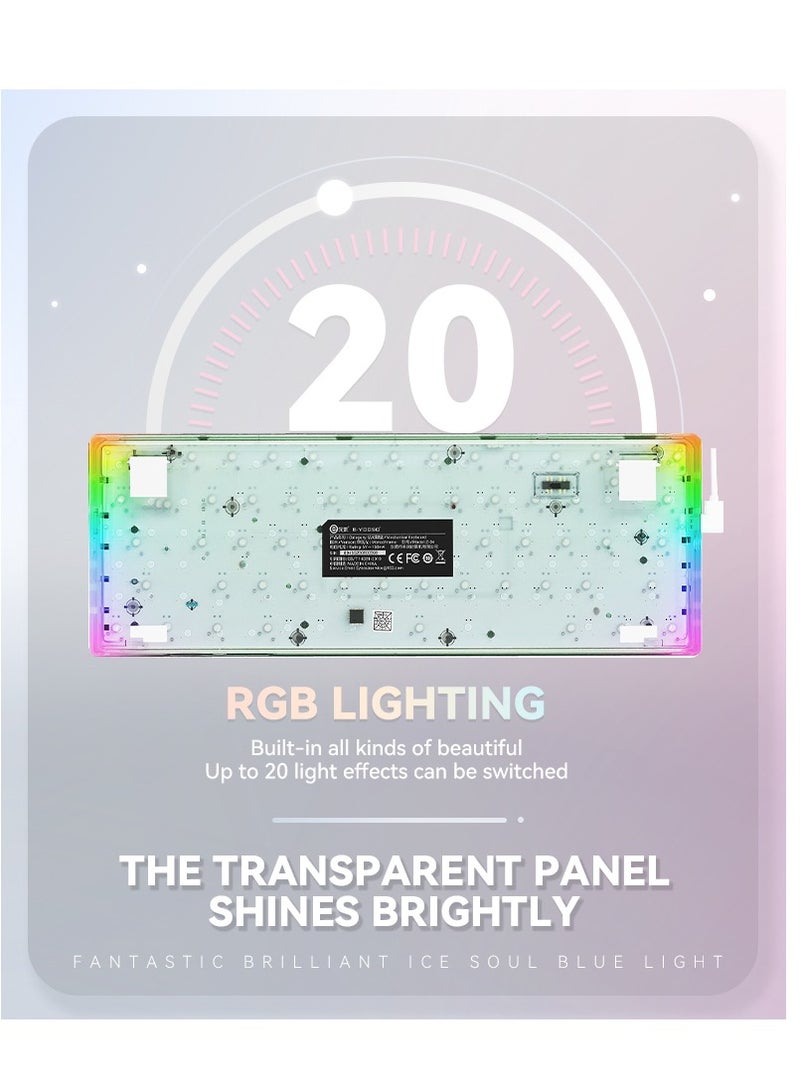 E-YOOSO Z-94 Transparent Gaming Keyboard,94 Keys Red Switch USB Wired Mechanical Keyboard with Transparent PBT Keycaps and RGB Side Light for Office Gaming - Image 3