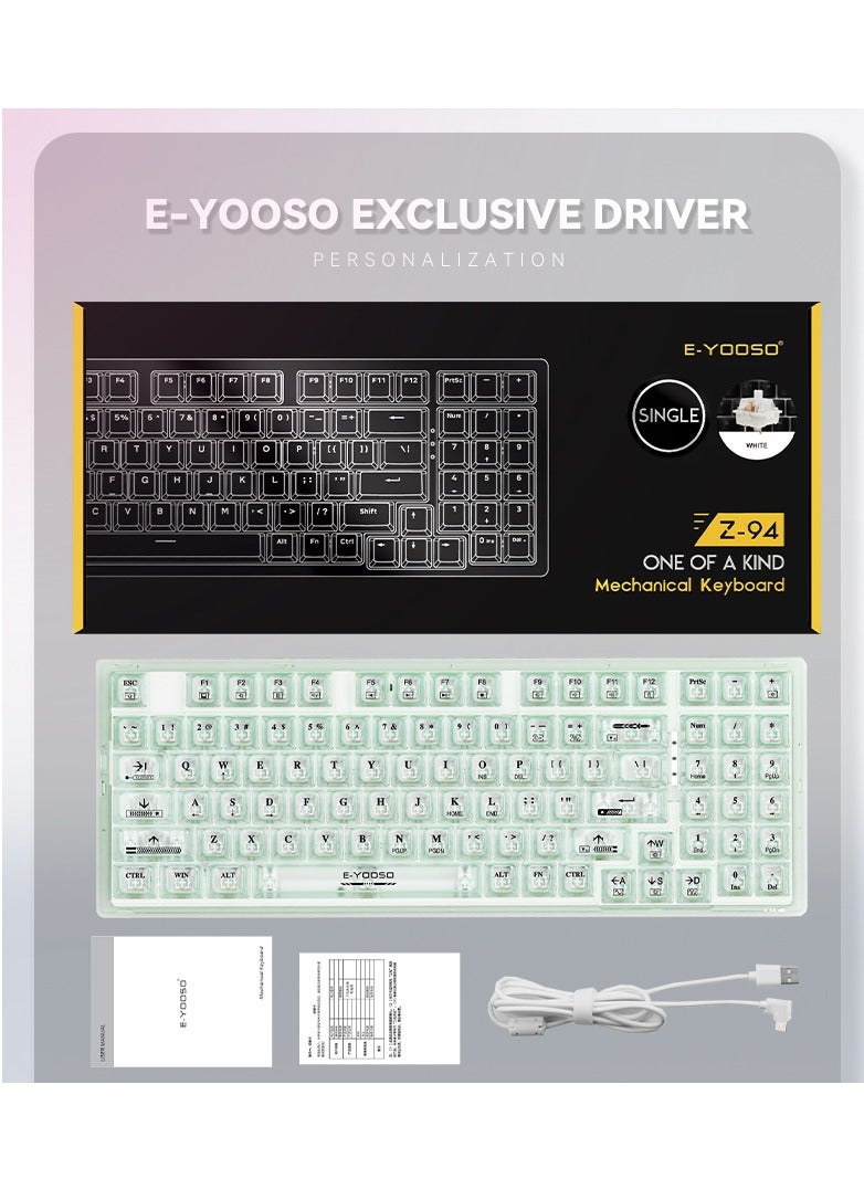 E-YOOSO Z-94 Transparent Gaming Keyboard,94 Keys Red Switch USB Wired Mechanical Keyboard with Transparent PBT Keycaps and RGB Side Light for Office Gaming - Image 5