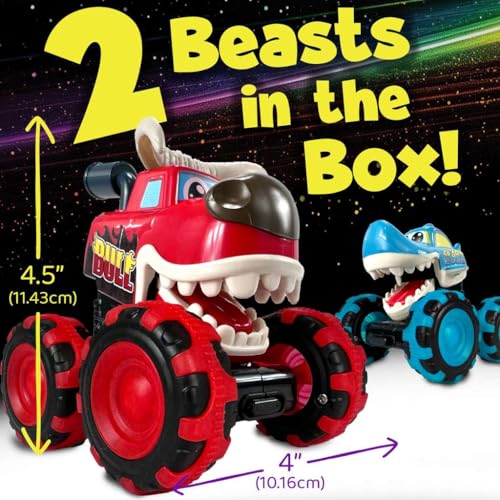 Stargo  2 Pack Monster Truck Toys Shark  Bull  Light Up Chomping Pull Back Trucks  Birthday Gifts For Toddlers Boys Toys Monster Truck Childrens Toys For Kids Boys Ages 3 4 35 46 57 48 - Image 5