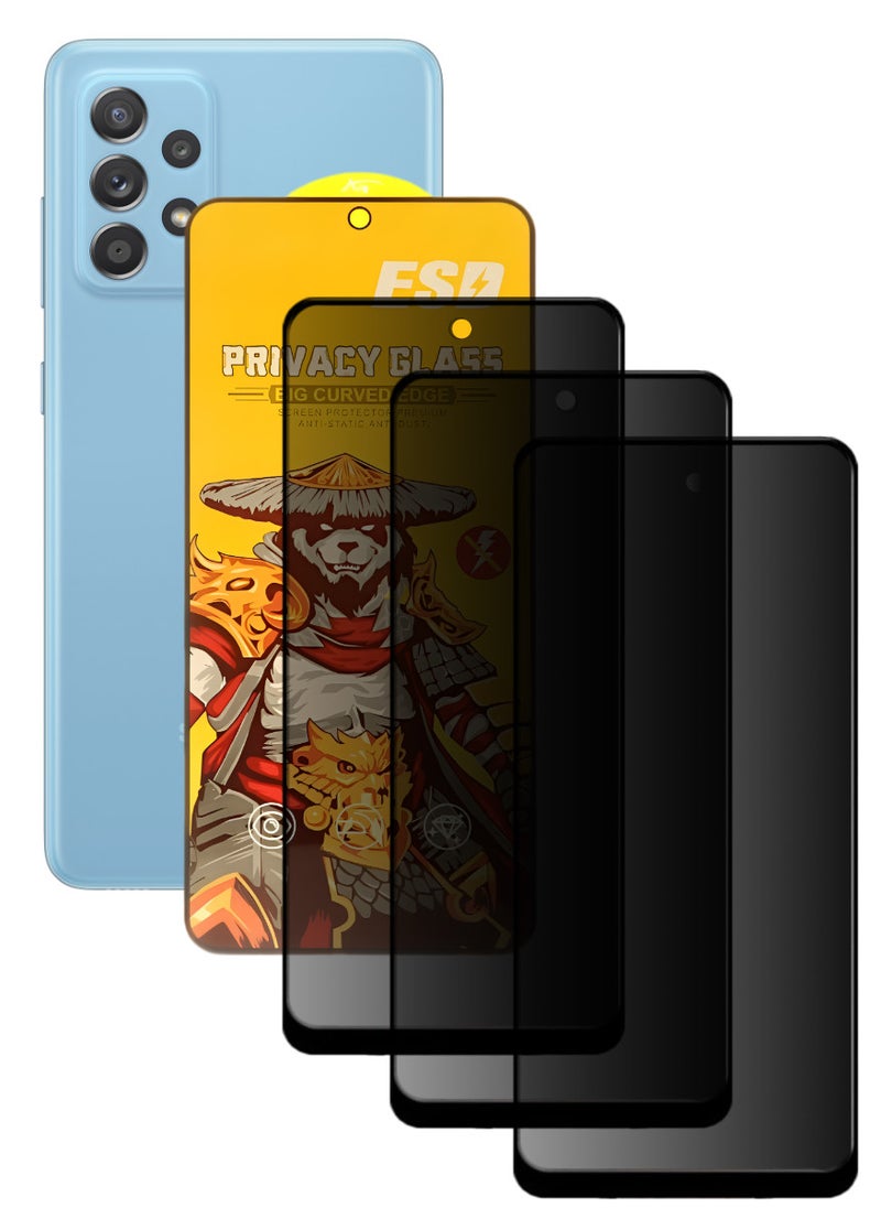 ESD 3 Pieces Tempered Dustproof Privacy Glass Screen Protector Compatible For Samsung Galaxy A52 - Image 1