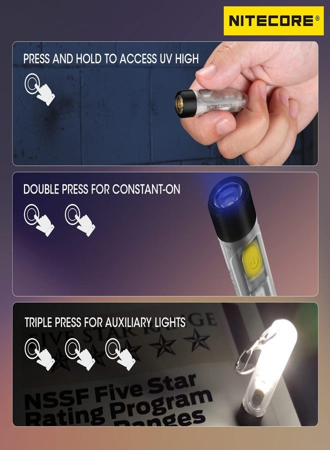 نايت كور مصباح يدوي Nitecore Tiki UV 365nm بالأشعة فوق البنفسجية، يُعلق على سلسلة المفاتيح، قابل لإعادة الشحن عبر منفذ USB-C، يُستخدم كإضاءة شخصية للاستخدام اليومي. - Image 5