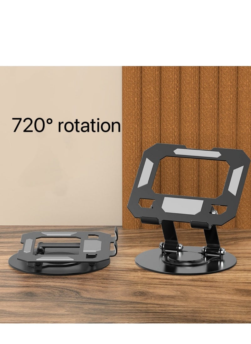 Adjustable Laptop Stand for Desk Ergonomic Riser with 360° Rotating Base Foldable Notebook Computer Holder Compatible MacBook Air Pro Dell XPS More 10-17" Laptops 720 degree rotating metal tablet stand hollowed out for gaming, learning, painting and watching TV series, suitable for i pad desktop