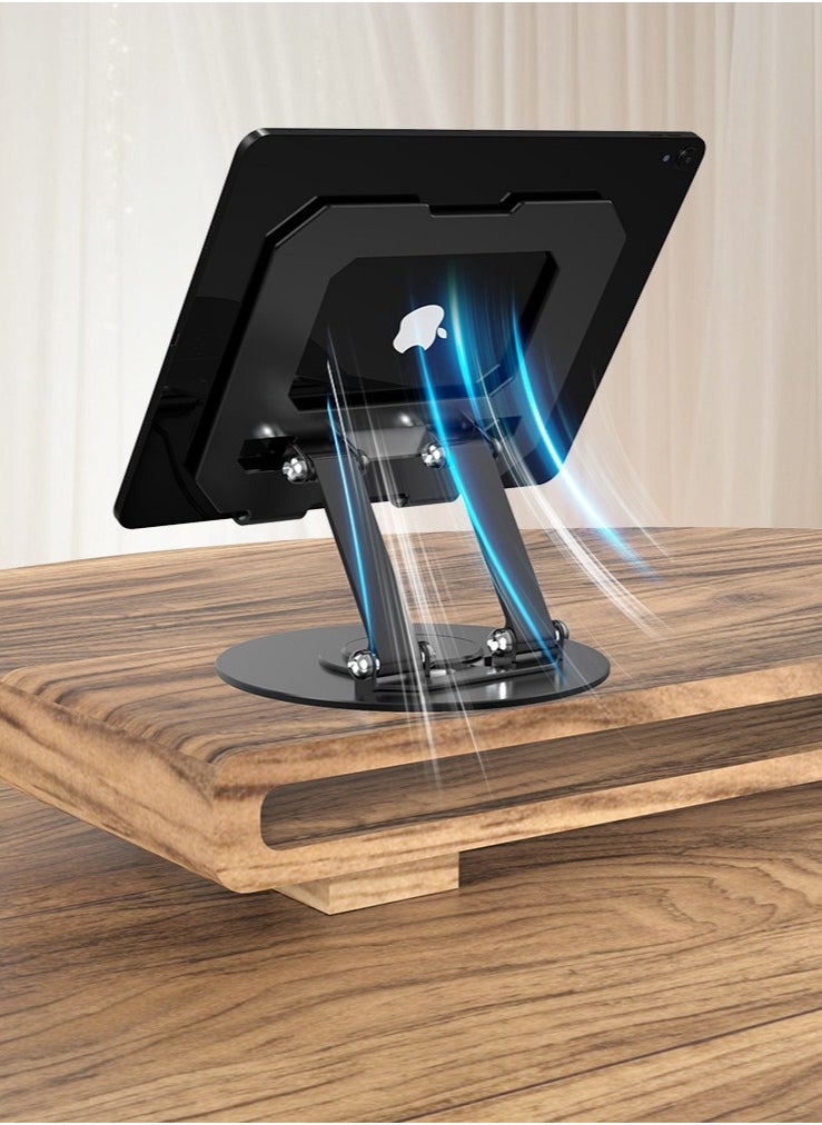 Adjustable Laptop Stand for Desk Ergonomic Riser with 360° Rotating Base Foldable Notebook Computer Holder Compatible MacBook Air Pro Dell XPS More 10-17" Laptops 720 degree rotating metal tablet stand hollowed out for gaming, learning, painting and watching TV series, suitable for i pad desktop