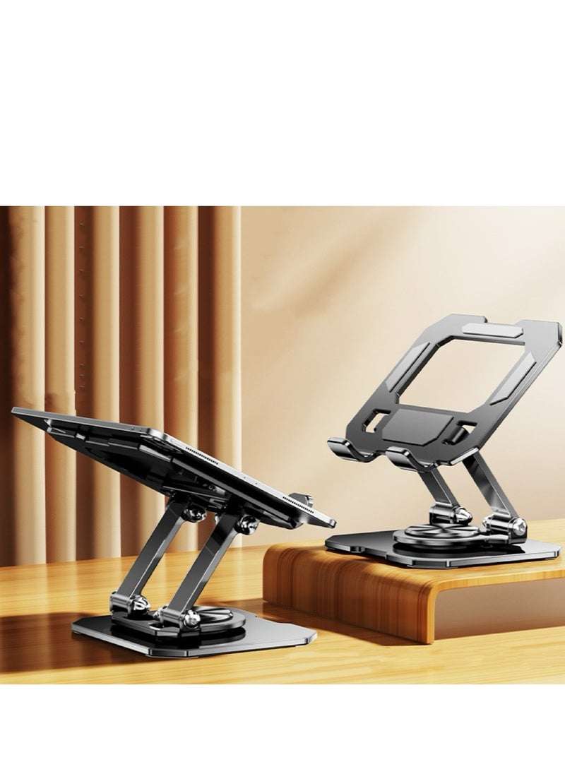 Adjustable Laptop Stand for Desk Ergonomic Riser with 360° Rotating Base Foldable Notebook Computer Holder Compatible MacBook Air Pro Dell XPS More 10-17" Laptops 720 degree rotating metal tablet stand hollowed out for gaming, learning, painting and watching TV series, suitable for i pad desktop