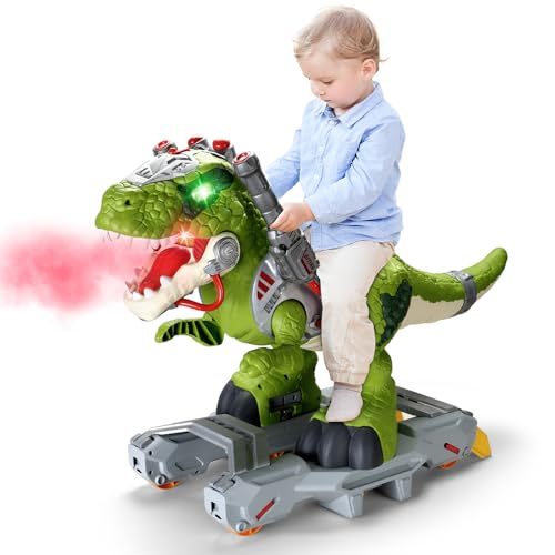 BLF FUN Dinosaur Ride On Toy Cars for Kids Toddler Electric Ride On Toys with Music Light Smoke Preschool Kids Scooter FoottoFloor Walker Indoor OutdoorBirthday Easter Gifts for Boys Age 3 4 5 - Image 1