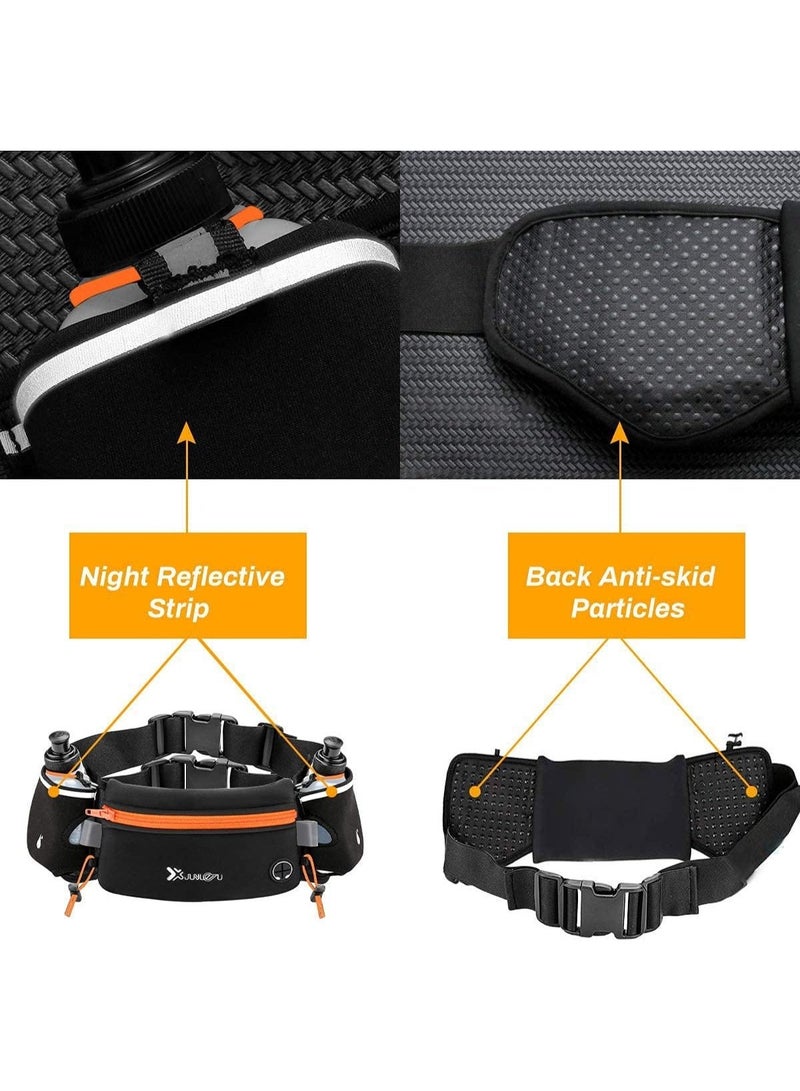 jaexest Running Hydration Belt with 2 Water Bottles 175ML Waterproof Waist Pack Adjustable Anti-slip Sports Bag for Running Hiking Cycling Fitness Orange - Image 4