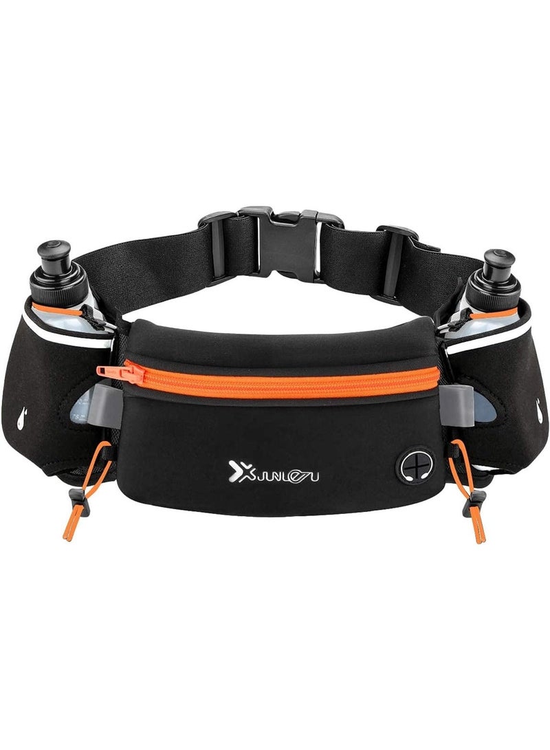jaexest Running Hydration Belt with 2 Water Bottles 175ML Waterproof Waist Pack Adjustable Anti-slip Sports Bag for Running Hiking Cycling Fitness Orange - Image 1