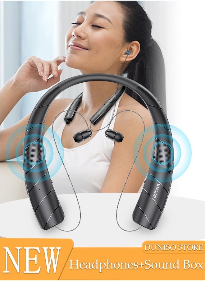 DUNISO - Neckband Bluetooth Headphones IPX5 Sweatproof HiFi Deep Bass Gym Headset with Microphone for Phone Call Music Sports Bluetooth V5.0 Headset - Image 1