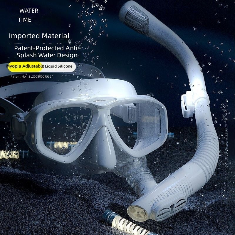 WATERTIME مجموعة نظارات الغطس وغطاء التنفس من واترتايم - قناع غوص احترافي مع أنبوب تنفس، متوافق مع العدسات الطبية - Image 2