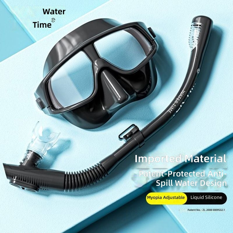 WATERTIME مجموعة نظارات الغطس وغطاء التنفس من واترتايم - قناع غوص احترافي مع أنبوب تنفس، متوافق مع العدسات الطبية - Image 4