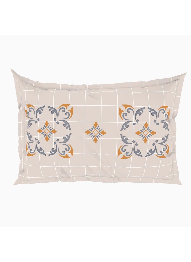 SPACES Spaces 100 Cotton Double Bedsheet 228 Cm X 274 Cm 43 Cm X 68 Cm 144 Tc Percale Geometric Bedsheet Pillow Covers Set Beige Geoscape  - Image 5