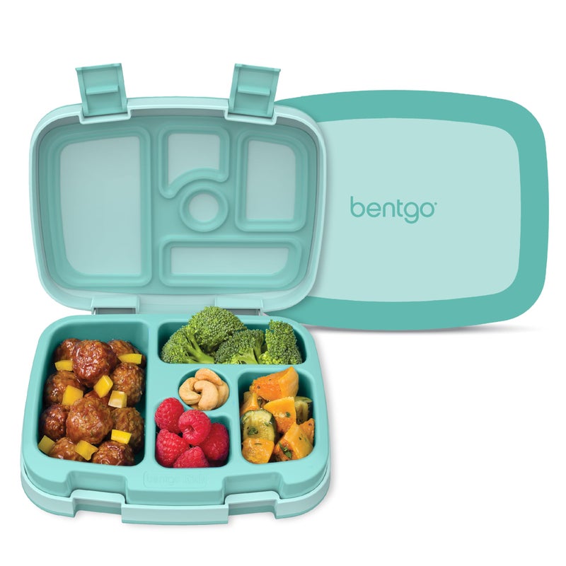Bentgo Kids Bento-Style 5-Compartment Leak-Proof Lunch Box - Ideal Portion Sizes for Ages 3 to 7 - Durable, Drop-Proof, Dishwasher Safe, PFAS & BPA-Free & Made with Food-Safe Materials (Seafoam) - Image 1