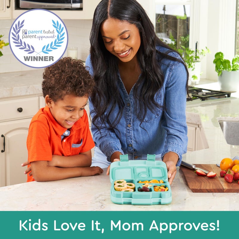 Bentgo Kids Bento-Style 5-Compartment Leak-Proof Lunch Box - Ideal Portion Sizes for Ages 3 to 7 - Durable, Drop-Proof, Dishwasher Safe, PFAS & BPA-Free & Made with Food-Safe Materials (Seafoam) - Image 2