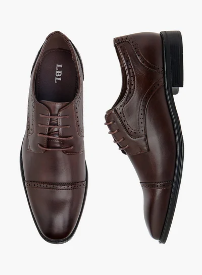 ال بي ال من شو اكسبرس Men's Solid Lace-Up Derby Shoes