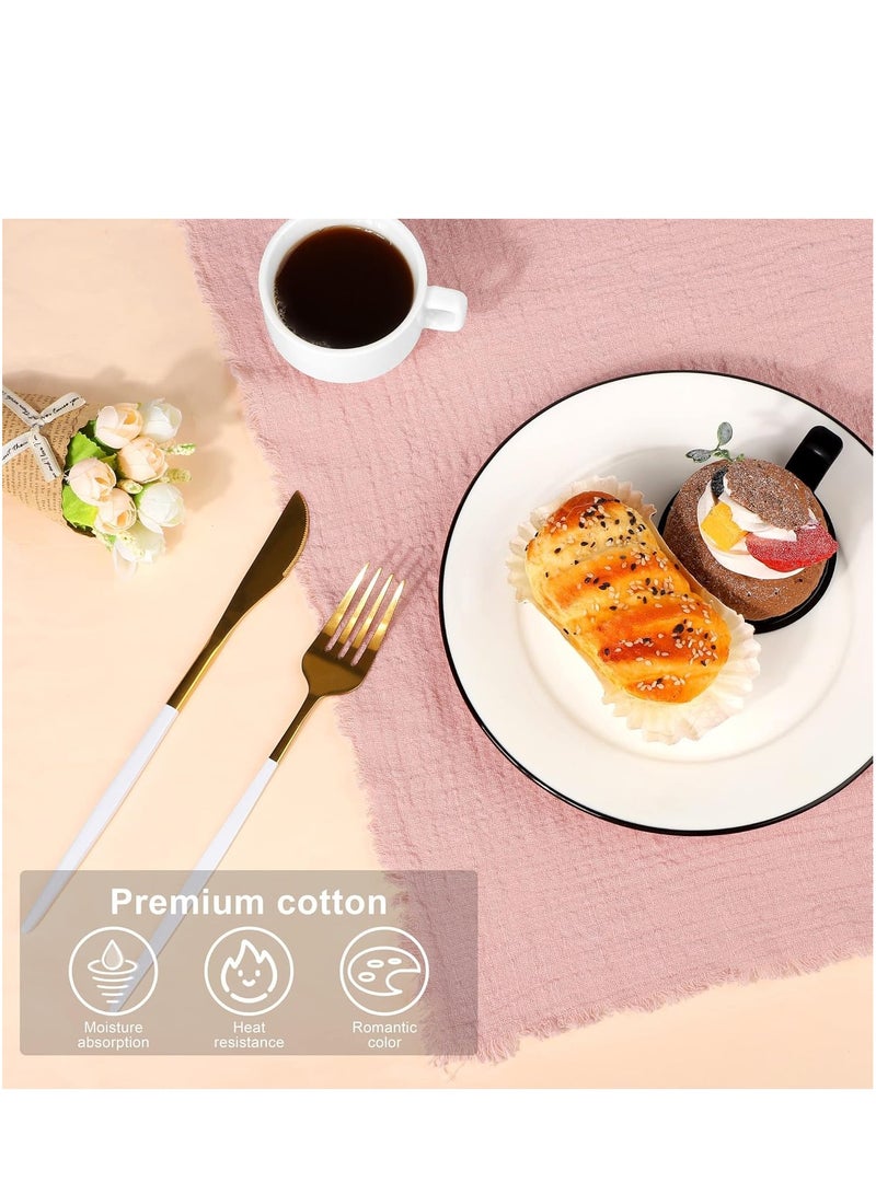 مناديل قماشية من القطن والكتان، 12 منديلًا مصنوعًا يدويًا من القماش مع هامش، 17 × 17 بوصة منديل عشاء زفاف ناعم من القماش مربع الشكل مع هامش لحفلات العشاء والحفلات وحفلات الزفاف، وردي باهت - Image 3