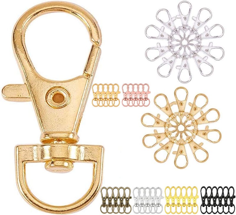 DIY Crafts 3 Pcs, KC Golden, Qty 3 Pcs, Swivel Lobster Claw Clasp Snap Hook Metal Lobster Claw Clasps Lanyards Trigger Snap Hooks Strap for Keychain Key Ring Bags (3 Pcs, KC Golden) - Image 1