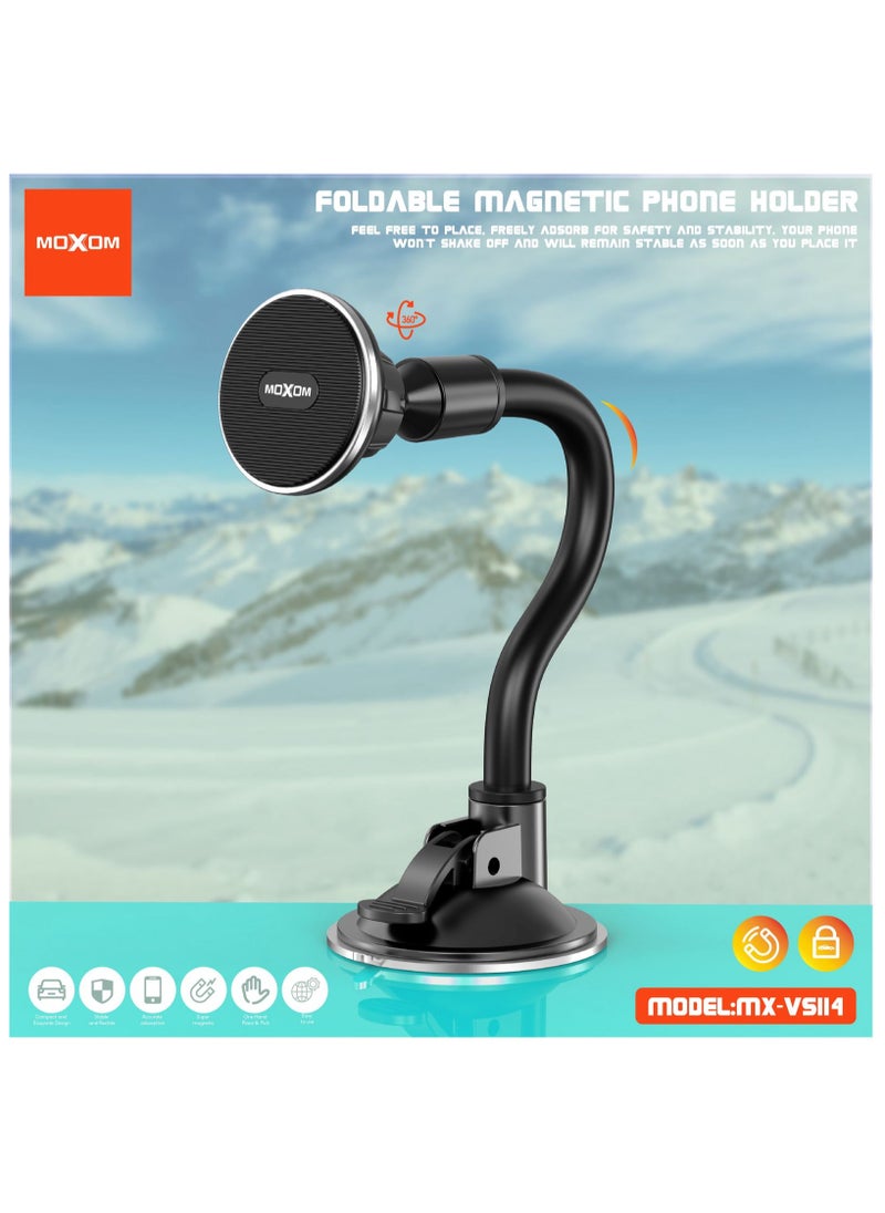 MOXOM MX-VS114 Adjustable phone stand, foldable magnetic windshield, car mount phone holder 360 degree, universal magnetic stick-on dashboard.  - Image 2