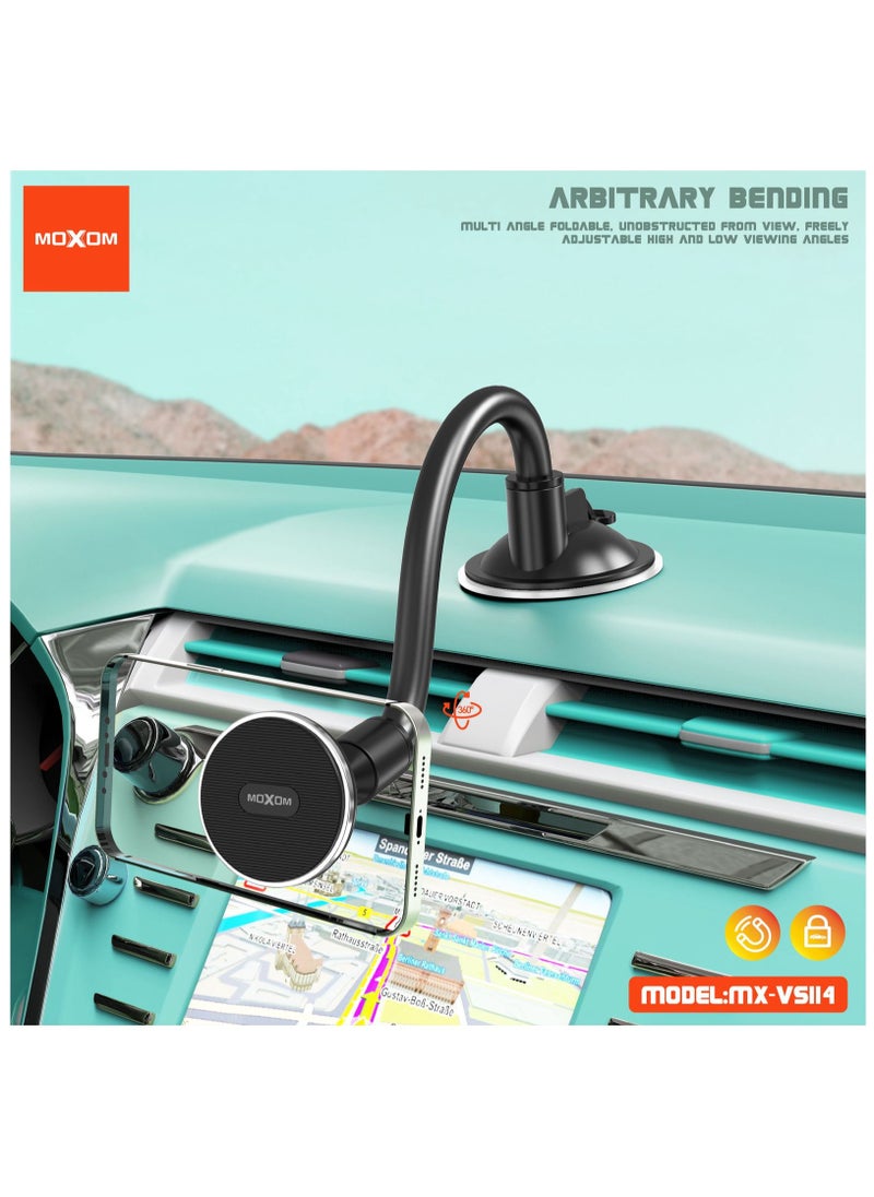 MOXOM MX-VS114 Adjustable phone stand, foldable magnetic windshield, car mount phone holder 360 degree, universal magnetic stick-on dashboard.  - Image 4