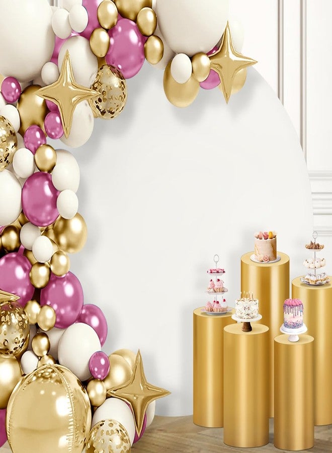 Socomi Cylinder Pedestal Stand Covers Spandex Flexible Display Box Stand Covers for Birthday Party Wedding Baby Shower Decoration- Only Stand Covers Included Set of 3 Gold - Image 3