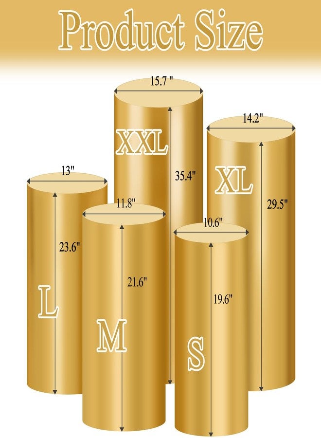 Socomi Cylinder Pedestal Stand Covers Spandex Flexible Display Box Stand Covers for Birthday Party Wedding Baby Shower Decoration- Only Stand Covers Included Set of 3 Gold - Image 2