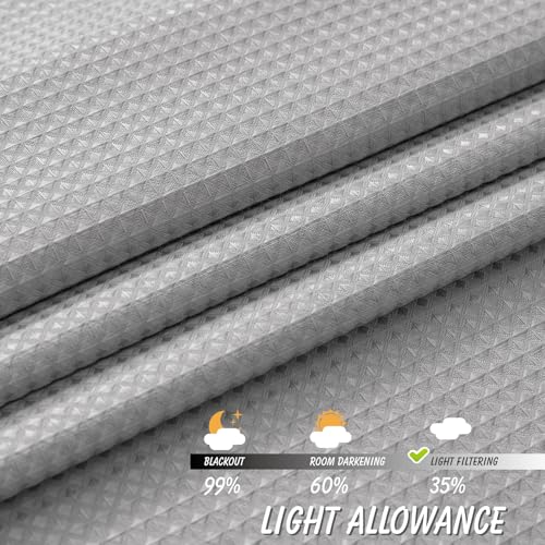 Home Queen Grey Waffle Bathroom Window Curtains, Short Water Repellent Rod Pocket for Small Kitchen Window, 36 W X 24 L Inch Each - Image 5