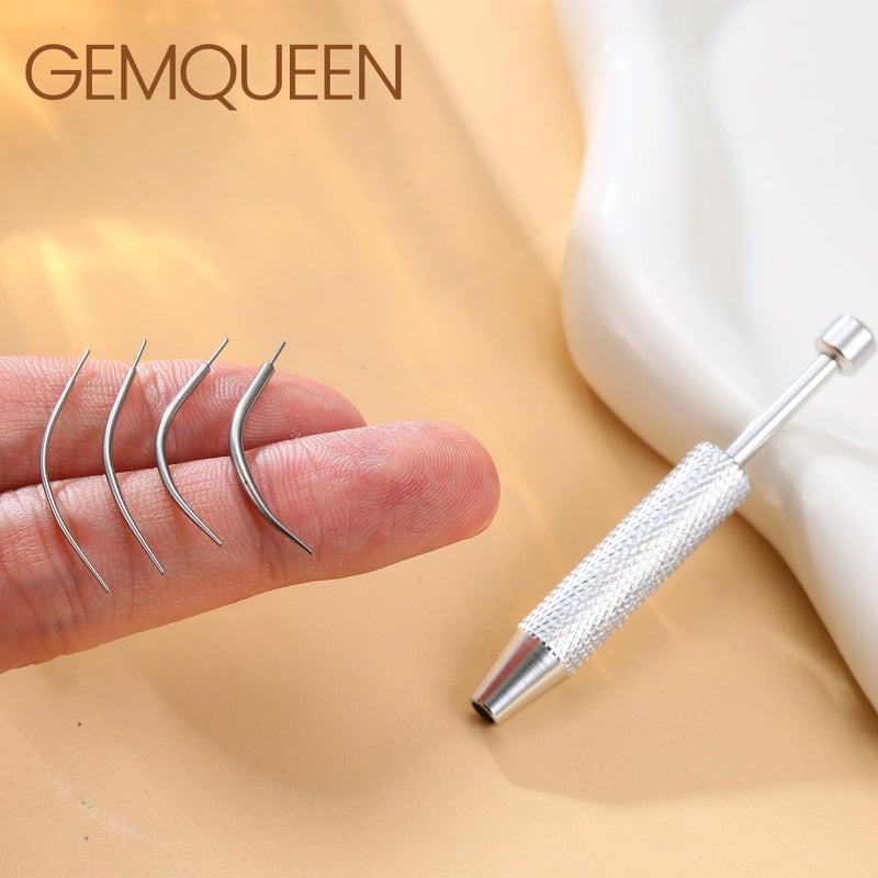 GEMQUEEN Piercing Taper Ball Grabber Changing Tool Set - Flat Back Earrings Applicator Tool 14G 16G 18G 20G Stainless Steel Threadless Insertion Pin Assistant Tool Body Piercing Kit for Ear Nose Lip - Image 4