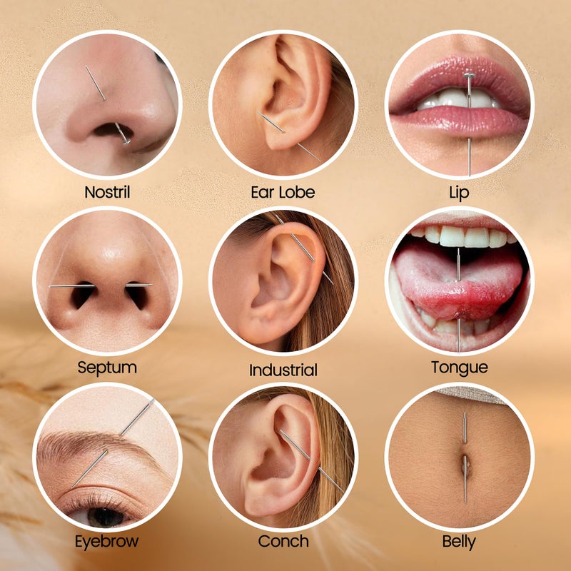 GEMQUEEN Piercing Taper Ball Grabber Changing Tool Set - Flat Back Earrings Applicator Tool 14G 16G 18G 20G Stainless Steel Threadless Insertion Pin Assistant Tool Body Piercing Kit for Ear Nose Lip - Image 3