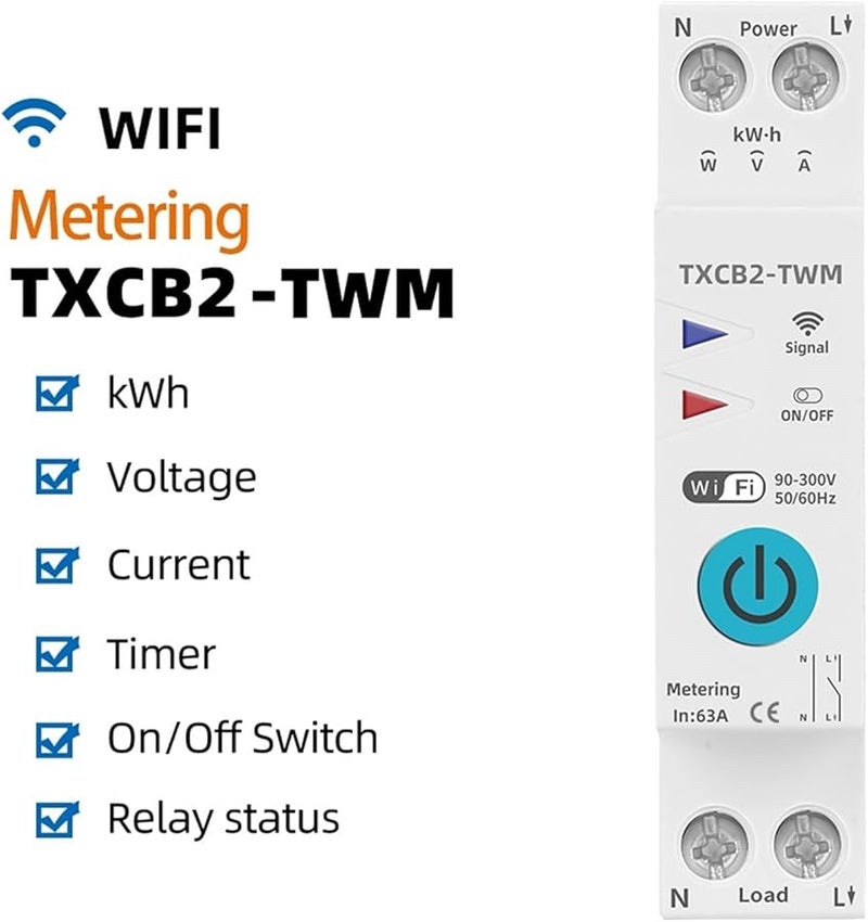 WiFi Smart Circuit Breaker 20A Vap Va Protect Power Metering Remote Switch Timer - Image 5