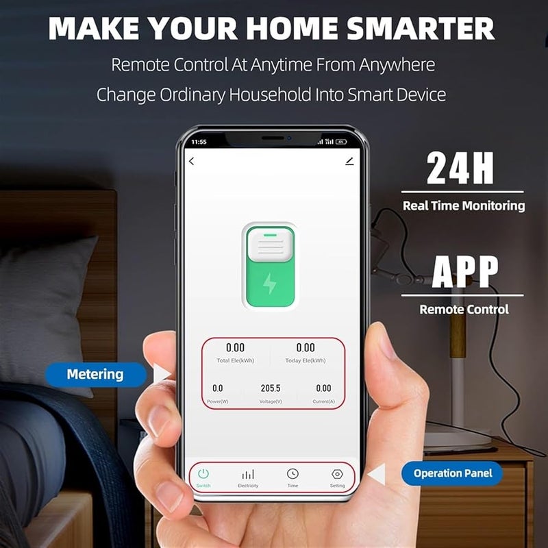 WiFi Smart Circuit Breaker 20A Vap Va Protect Power Metering Remote Switch Timer - Image 3