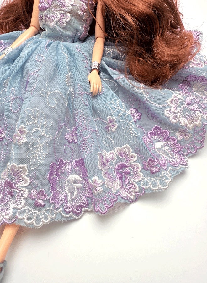 30cm Handcrafted Princess Doll with Elegant Lavender Lace Dress, 12 Articulated Joints - Image 3
