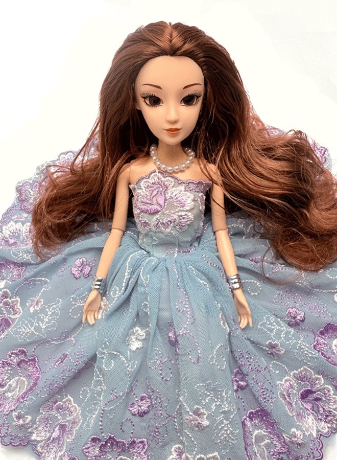 30cm Handcrafted Princess Doll with Elegant Lavender Lace Dress, 12 Articulated Joints - Image 4