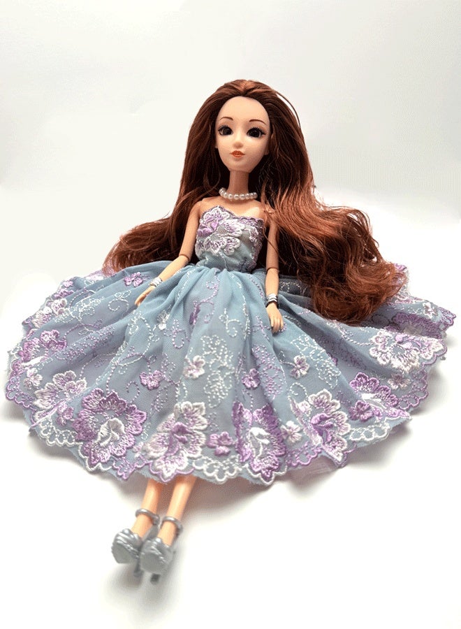 30cm Handcrafted Princess Doll with Elegant Lavender Lace Dress, 12 Articulated Joints - Image 5