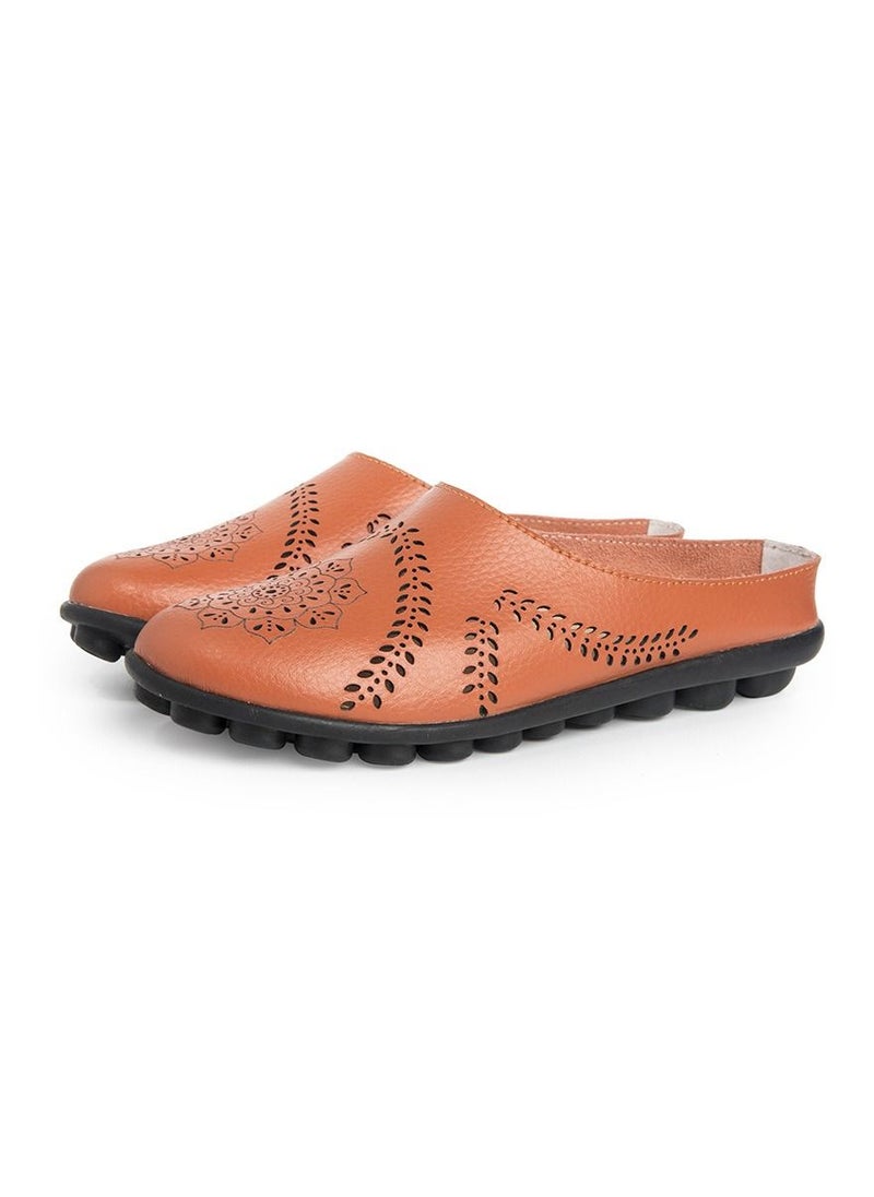 Loquat Women's New Spring/Summer Slippers Low Top Flat Shoes Orange 