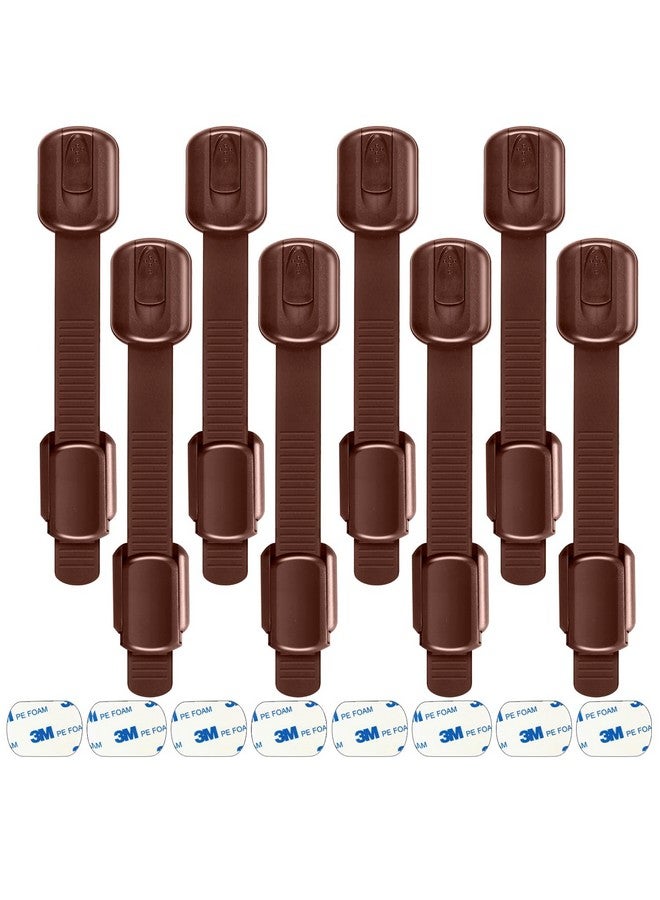 TornadoZ Child Proofing Safety Locks - 8 Pcs Baby Proof Lock With 8 Extra 3M Adhesives -Adjustable Flexible Strap Latches To Cabinet, Cupboard, Drawer, Fridge, Toilet-Seat, Oven, Closet Seat, Door,Window-Brown - Image 1